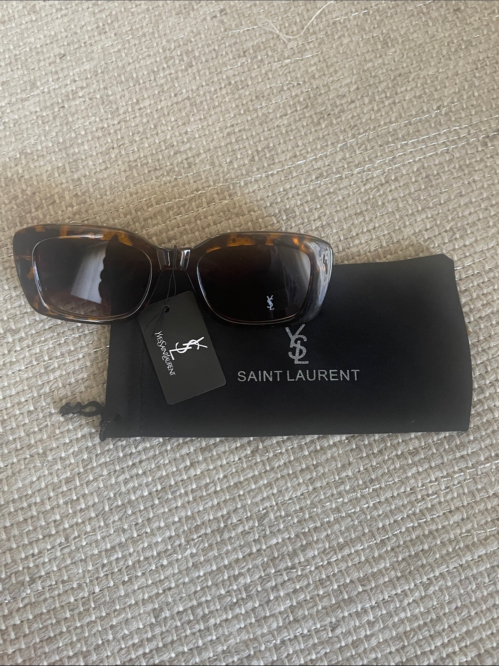 Saint Laurent Tortoiseshell Sunglasses with Dark Brown Lenses - Picture 2 of 4